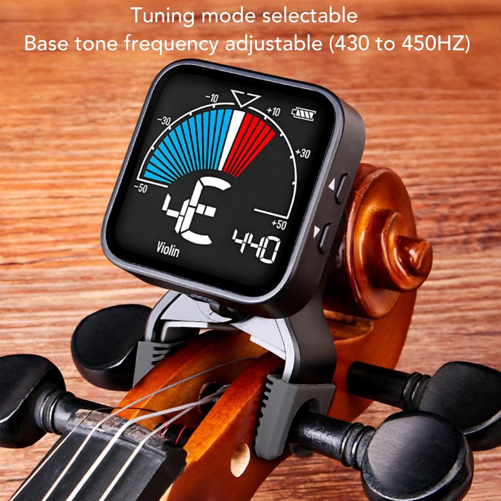 Walfront Clip Tuner Violin Tuner Metronome Professional Electronic Tuner with Clamp HD Clear Display A4 Frequency Adjustable Metronome Function ABS
