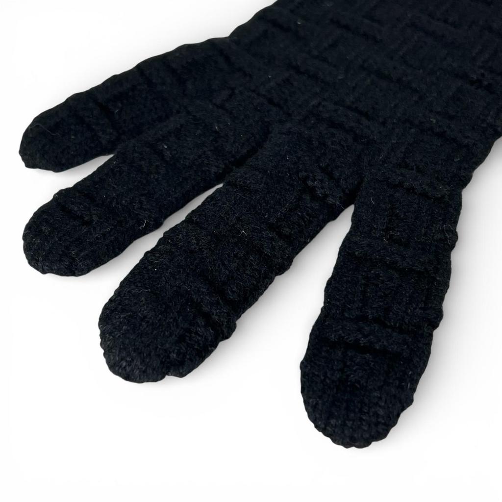 Excellent HERMES gloves H pattern knitting black cashmere mens M Used
