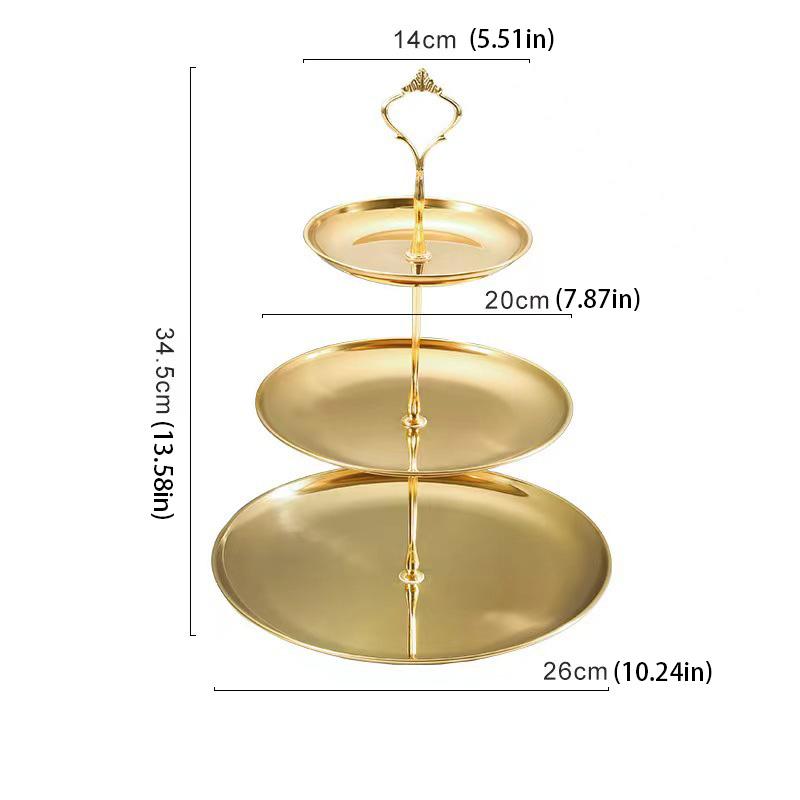 Home Luxury Gold 3-Tier Cake Stand - Multi-Function Dessert Display Shelf for Daily Afternoon Tea Treats