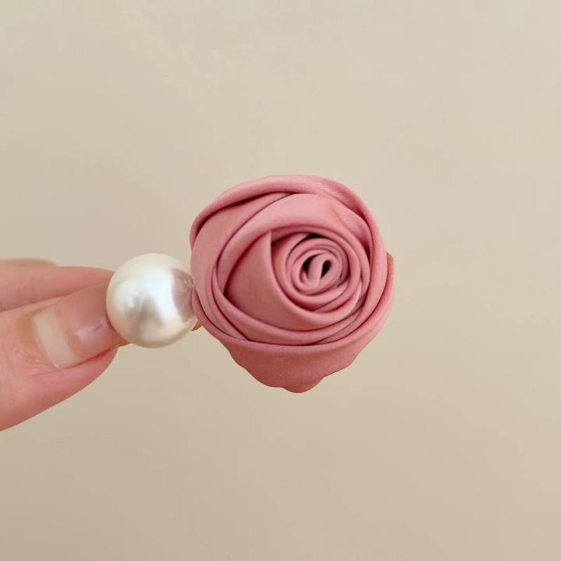 Retro Satin Rose Grab Clip Feminine Hair Clip Large Shark Clip Hair Accessory