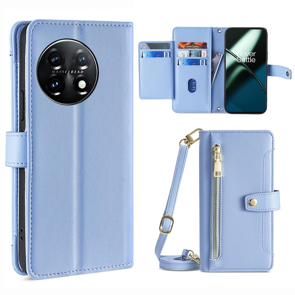 Shockproof Phone Case for OnePlus 11 5G,Zipper Pocket Card Slots Flip Leather Phone Cover with Straps
