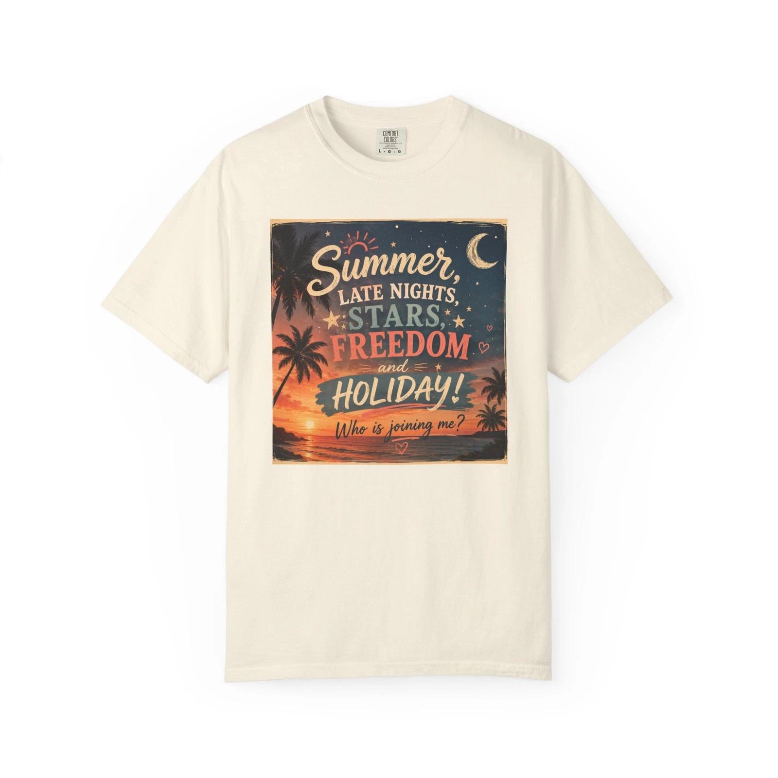 Summer Late Nights Stars Freedom Holiday T-T-Shirt S