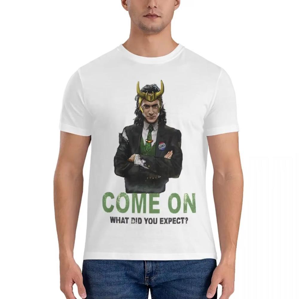 

Мужские футболки Винтажная Президент Давай Что Ты Ожидал Футболка с коротким рукавом Ожидай Круглый вырез 100% хлопок Комиксы Локи XXXXXL белый
