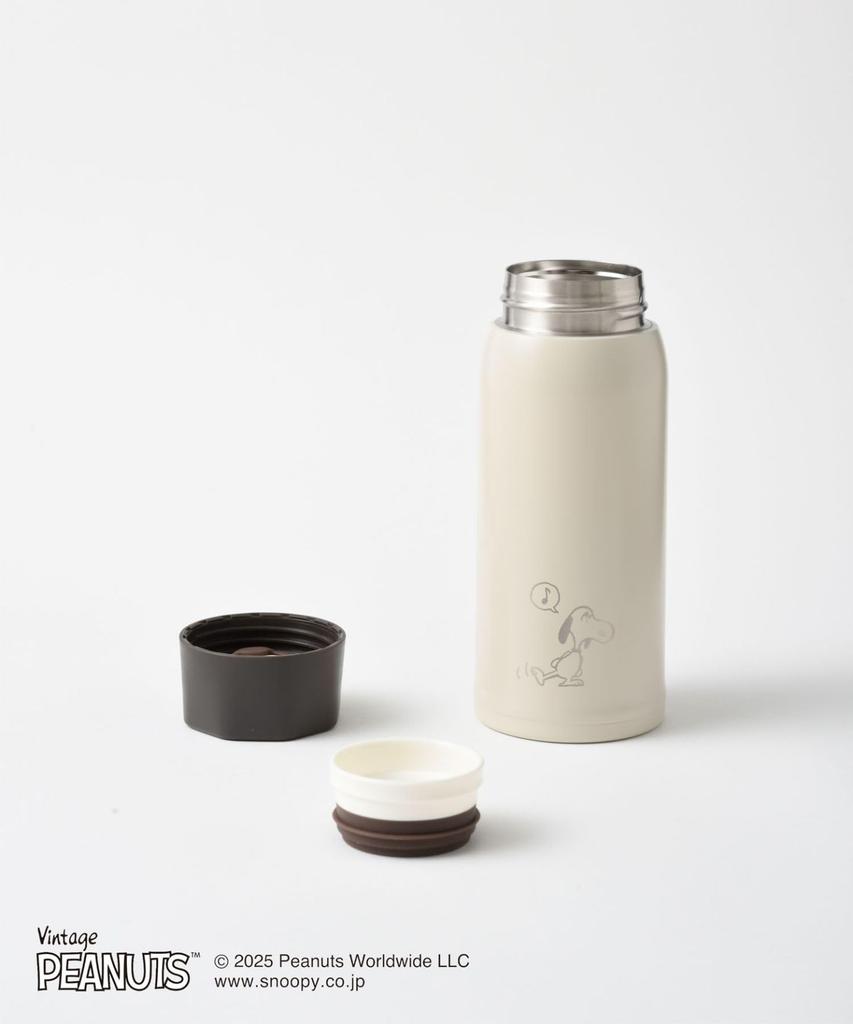 BRUNO PEANUTS Lightweight Stainless Steel Screw Bottle, Medium, Beige, Other, No Size, BHK271-ECRU