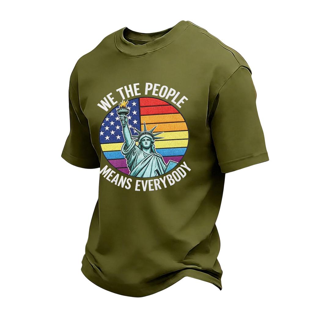 Men's Casual Short Sleeve Crew Neck T-Shirt Independence Day Graphic Print We The People Means Everybody Cotton Blend Top