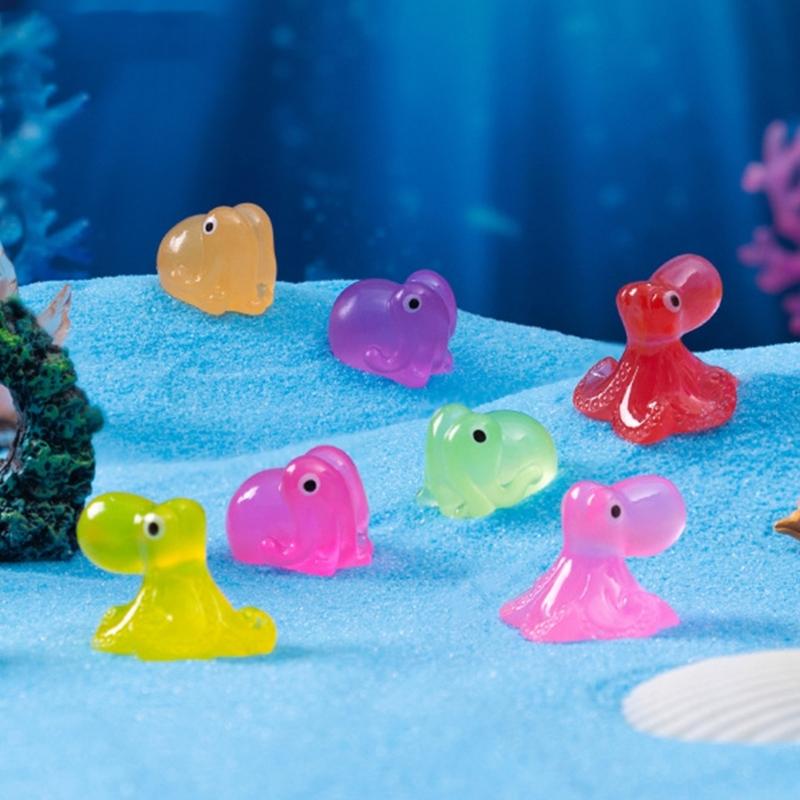 6Pieces Luminously Underwater Creature Ornaments For Fish Tanks Decoration Kids Educational Toy And Landscape Design