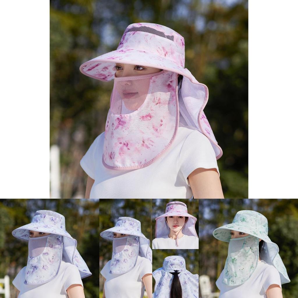 Outdoor Sun Protection Hat With Shoulder Cover For Women Summer Uv Blocker Lightweight Polyester