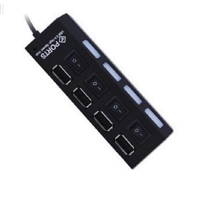 

4-Port USB Hub with Independent Switches for Multi-Port Hard Drives Black Blister Pack