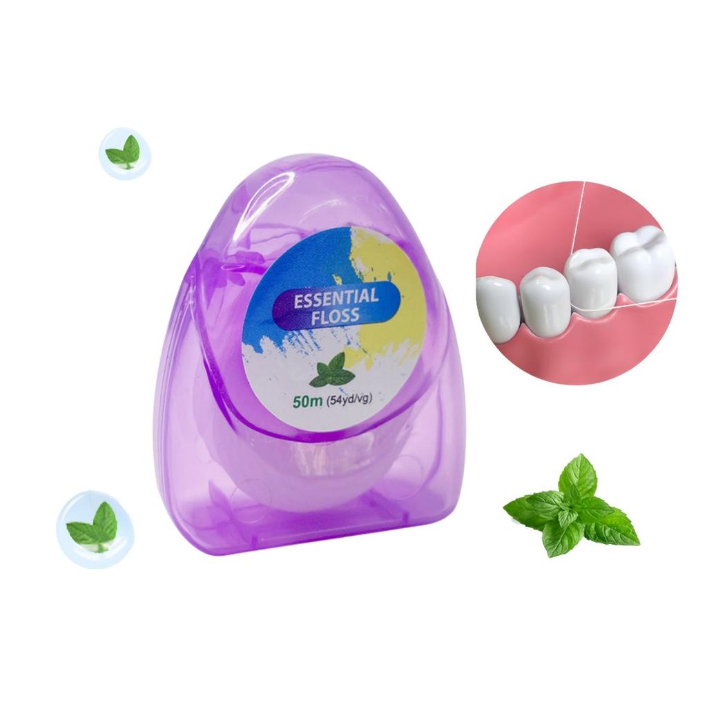 50M Triangle Dental Floss Ring Disposable Micro-Wax Floss Gentle Cleaning Mint Floss Roll Interdental Cleaning Tool