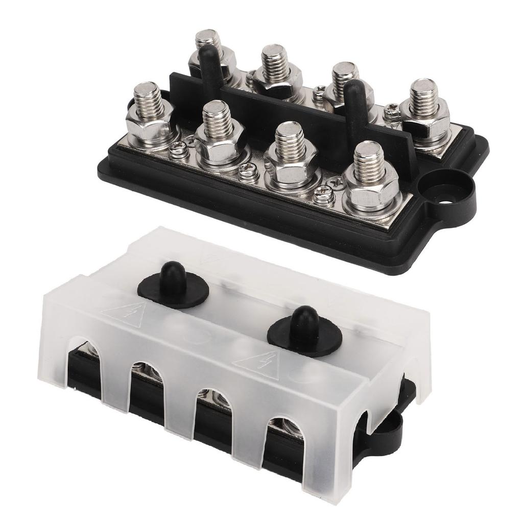 Bus Bar Marine RV Battery Terminal Power Distribution Block 2 Row M8 Stud DC12‑48V 150A Black