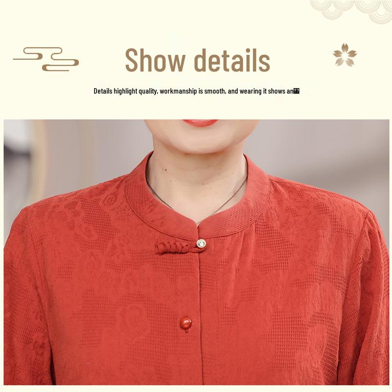 Women's Summer Cotton-Linen Set: 3/4 Sleeve Top & Two-Piece Outfit for Middle-Aged & Elderly