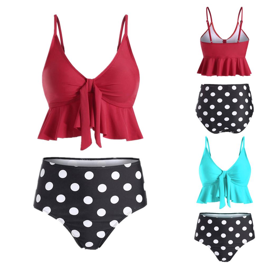 Buy Women Two Pieces Bathing Suits Top Ruffled With High Waisted Bottom