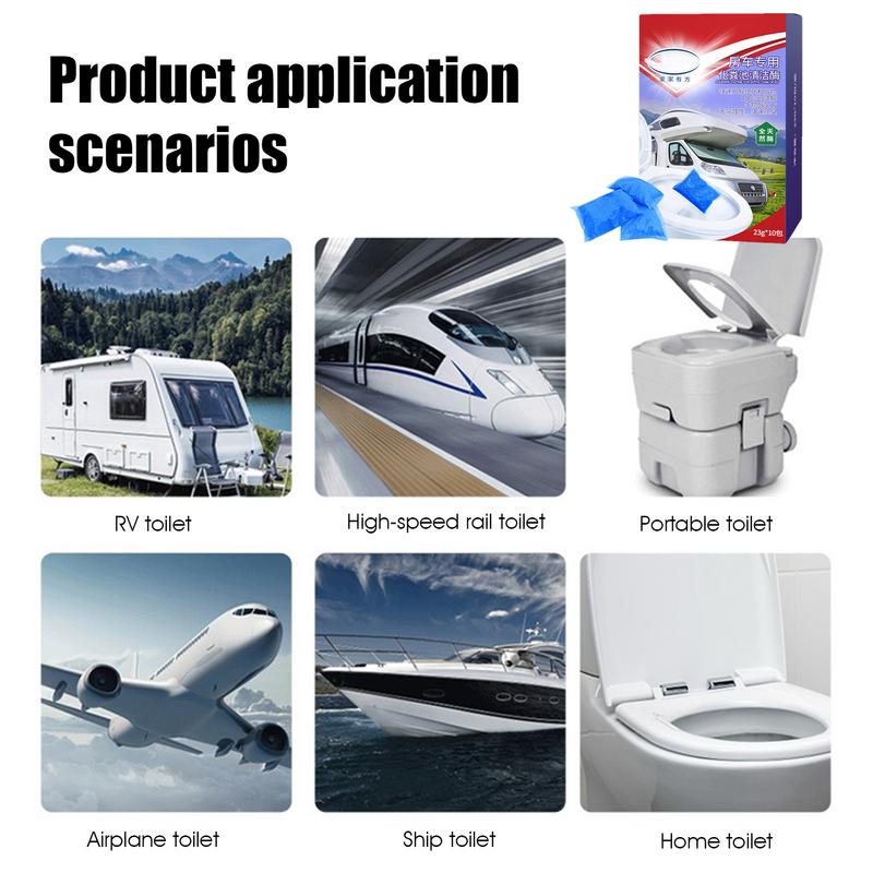 Portable 10PCS RV Black Tank Fecal Degrading Agent Anti-Clogging RV Toilet Waste Breakdown RV Car Cleaning Supplies