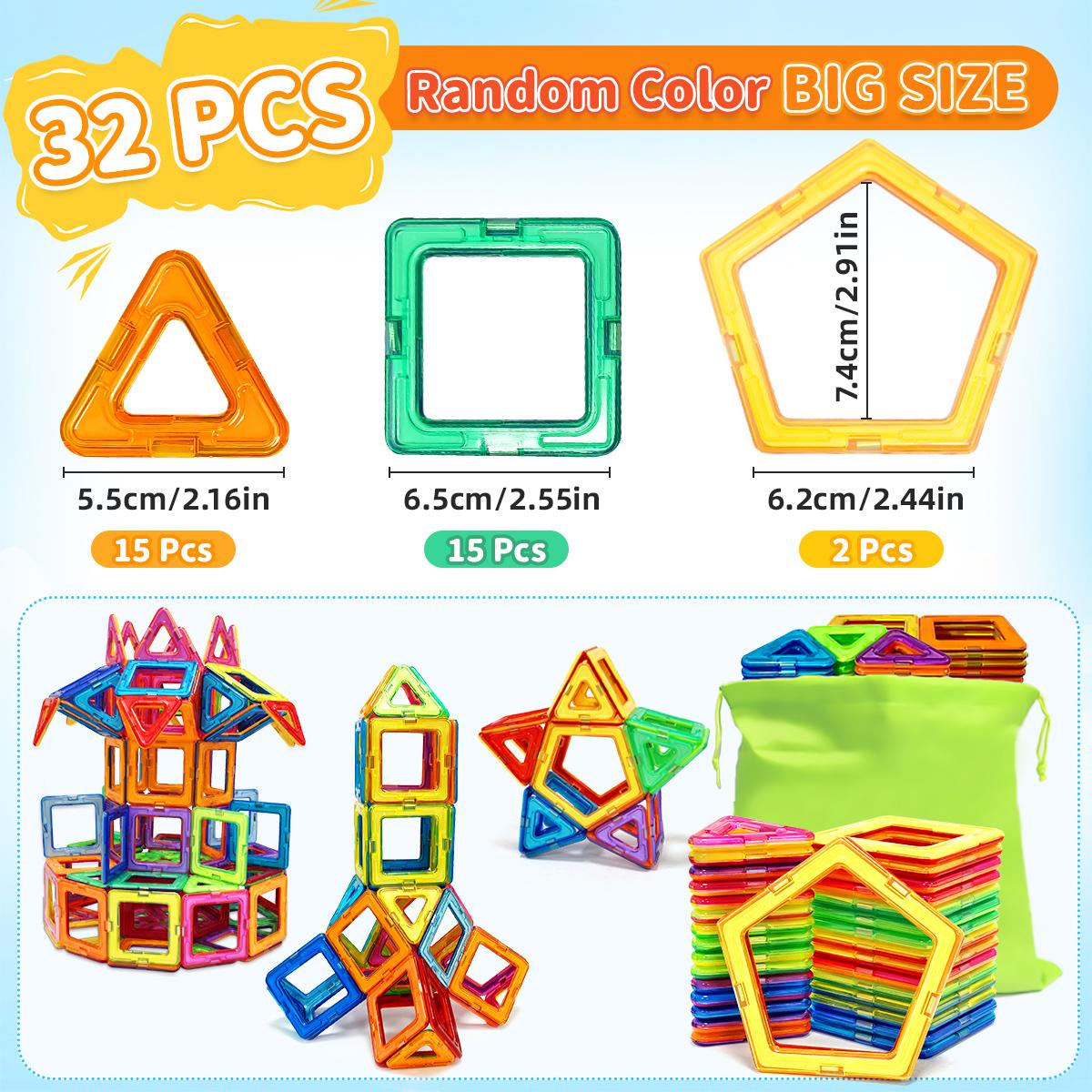 

Magnetic Building Blocks - 3D STEM Educational Constructor Set Toys For Kids Multiple Shaped Magnetic Building Blocks Big Size