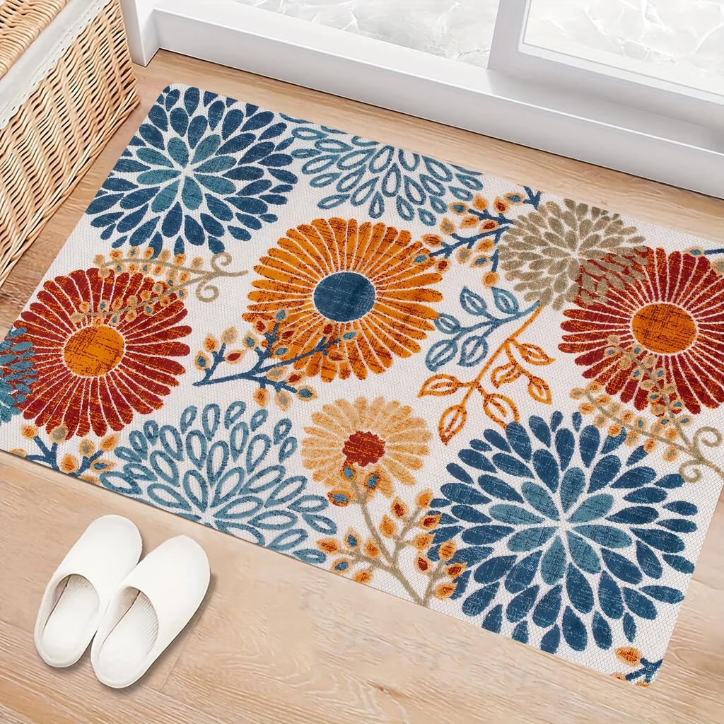 Bohemian Vintage Floral Miękki Dywan Kuchenny Antyzmęczeniowy Dywan Kuchenny Wodoodporny Antypoślizgowy Zestaw Dywaników Dywanik Nocny Dywan Chłonny Do Kuchni