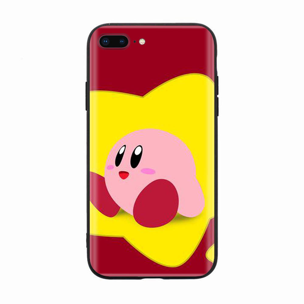 Black Case for Xiaomi Redmi 13C Note 9 iPhone XR 7 8 14 15 11 12 13 X XS Pro Max Samsung A25 S23 S24 FE Ultra Plus Kirby Cartoon