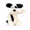 Jellycat Bashful Puppy Medium Plush Sitting Height Black Cream Dog, 20cm, &
