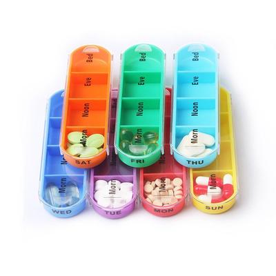 A Week Pill Boxes Seven Days Car Rainbow Portable 28 Plastic Compartments Large Capacity Portable Personal Health Care Pill Box