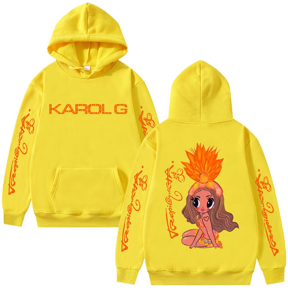 Karol G Tropicoqueta Hoodie Men Women Fashion Pop Music Sweatshirt Unisex Casual Fleece Oversized Hoodies Pullover