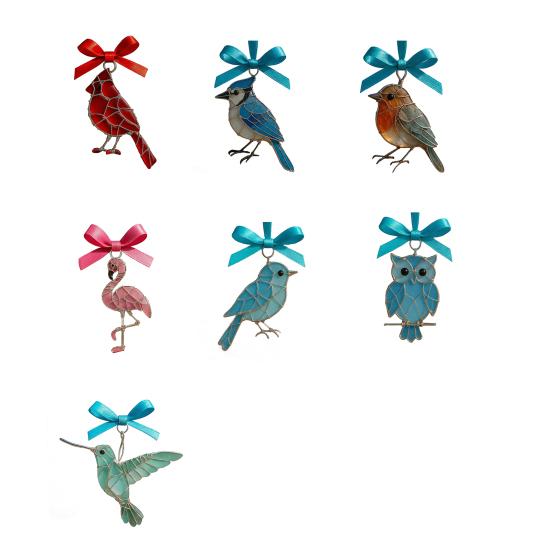 Handcrafted Bird Ornament with Blessing Card Unique Coastal-Inspired Bird Decoration for Christmas Tree And Home Artistic