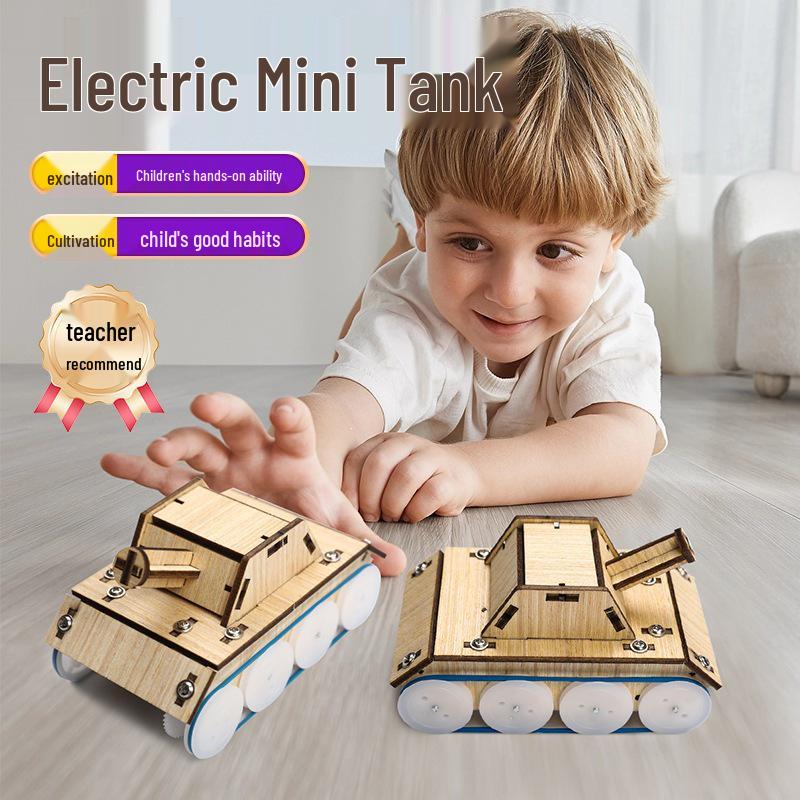 DIY Electric Toy Tank Science Kit for Kids - Wooden Physics Project for STEM Education