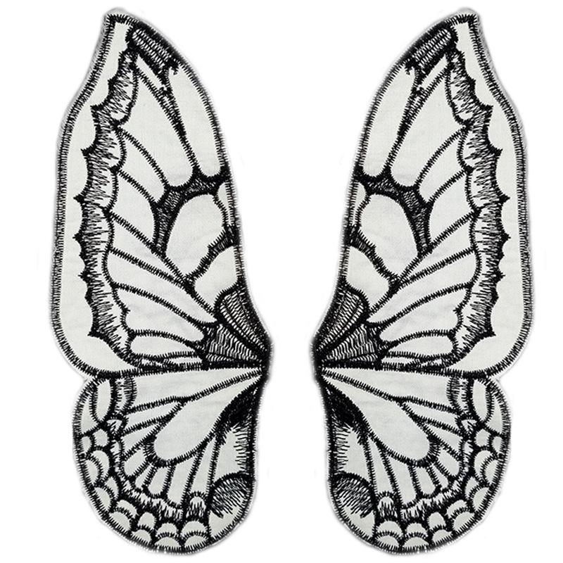 Lace butterfly to floral fabric, embroidered piece, embroidered chest collar, back suspender butterfly underwear with lace accessories Black and white