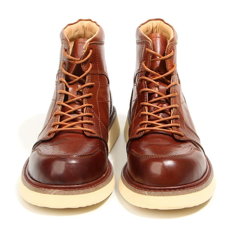 Handgefertigte Retro Herrenstiefel Echte Leder Herren Stiefeletten Lederschuhe Abriebfest Rutschfest Herbst Winterschuhe Männlich