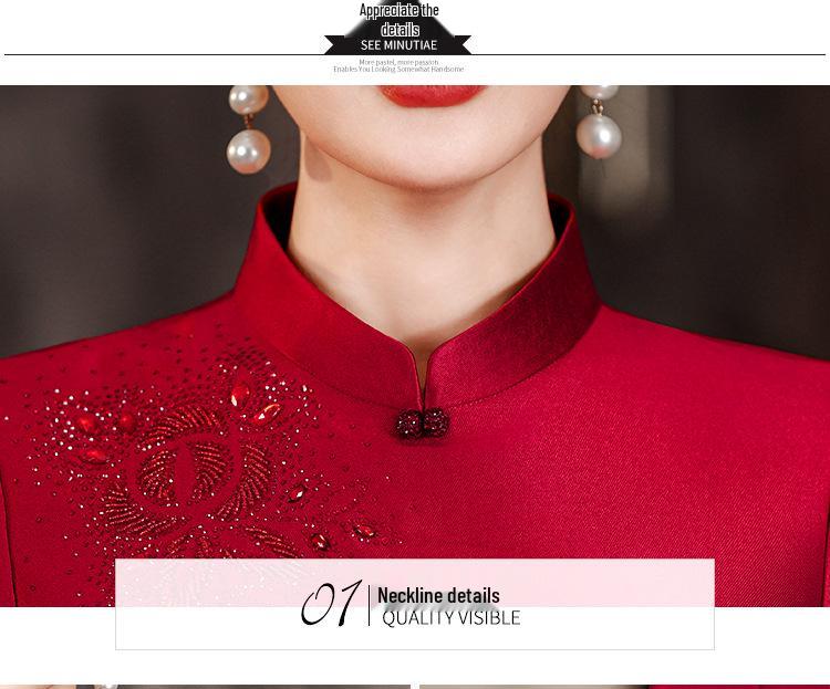 2024 New Style Spring Cheongsam Dress for Middle-aged and Elderly Women - Fashionable Chinese Style Wedding Banquet Outfit