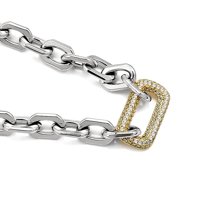New Arrival Fashion Jewelry 18k Gold Plated Stainless Steel Simple O Chain Inset Zircon Necklace Bracelet Jewelry  for Women