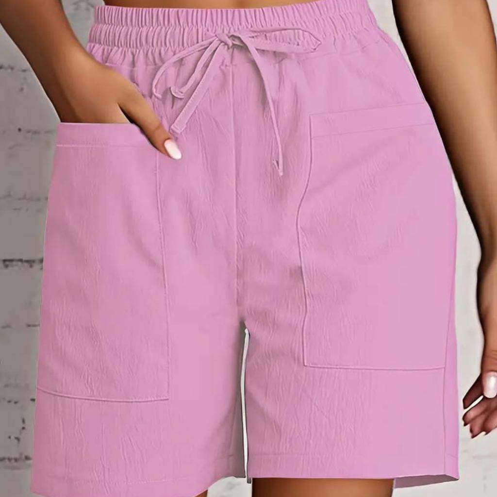 Women's High Waist Shorts Summer - Loose Fit Casual Shorts with Pockets, Solid Color Bermuda Shorts for Outfits