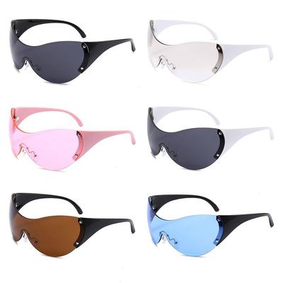 Punk One Piece Sunglasses Goggle Y2k Luxury Brand Designer Wrap Around Sun Glasses 2000's Shades Eyewear UV400 Female Eyeglasses