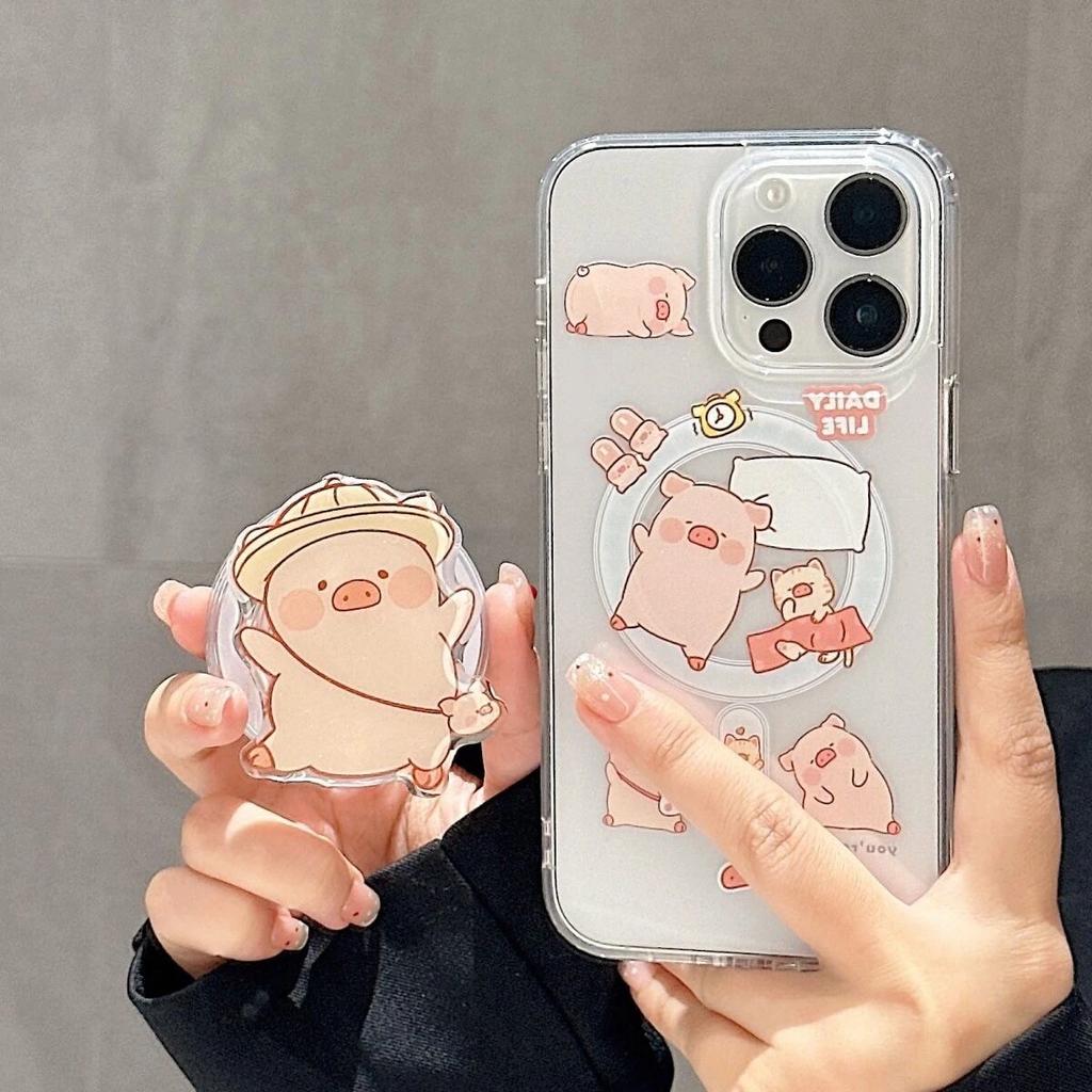 Cute Cartoon Pig For Luxury Shockproof Phone Cases For IPhone 17 16 15 14 13 12 11 Pro Max Air 16E 17E Plus Magnetic Cover