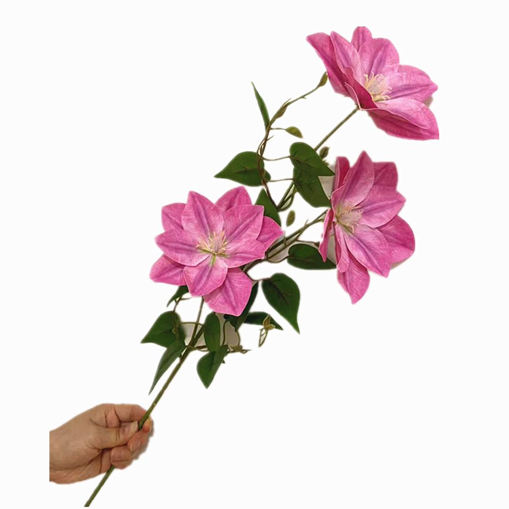 One Artificial Clematis Flower Branch 3 Heads Real Touch Passion Blossom for Wedding Party Floral Decoration