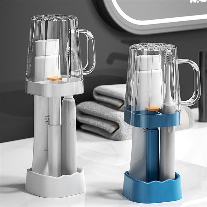 

Держатель зубной щетки с чашкой для зубной щетки, подходит для всех зубных щеток. Держатель зубной щетки с чашкой для ополаскивателя полости рта.