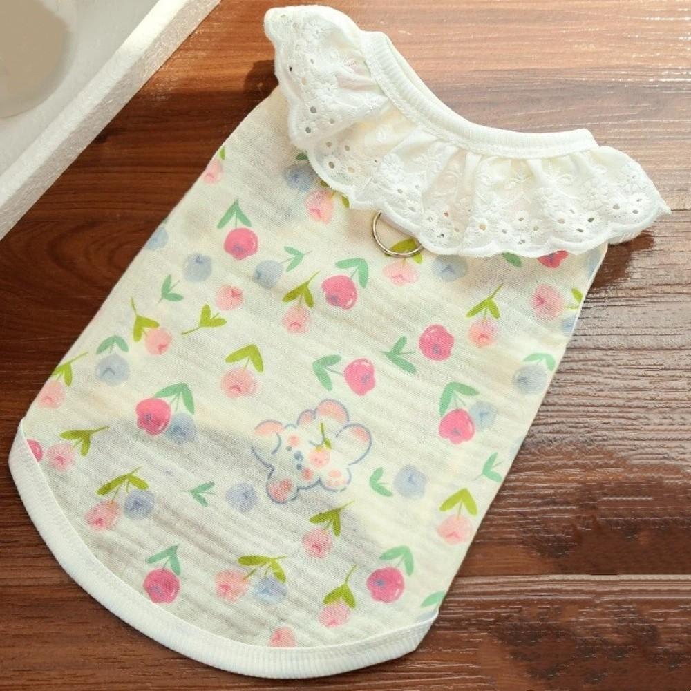 

Breathable Summer Pet Clothes Cartoon Print Dogs Short Sleeve Cute Cat Cooling Vest Summer Season XL білий