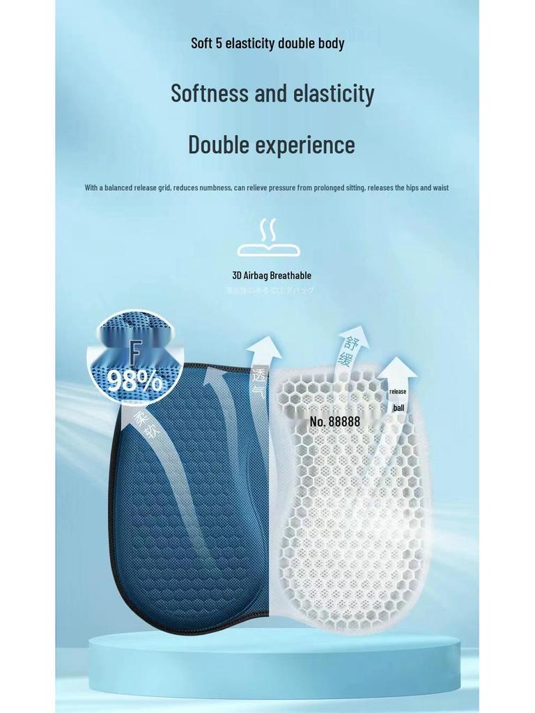 Universal Breathable Honeycomb Gel Seat Cushion for Long Sitting - Summer Cooling Silicone Pad for Office Chairs