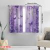 Set Of 2 Elegant Flat Printing Window Drapes Purple Butterfly Floral Digital Printed Polyester Festive Wall Decor Curtain Made