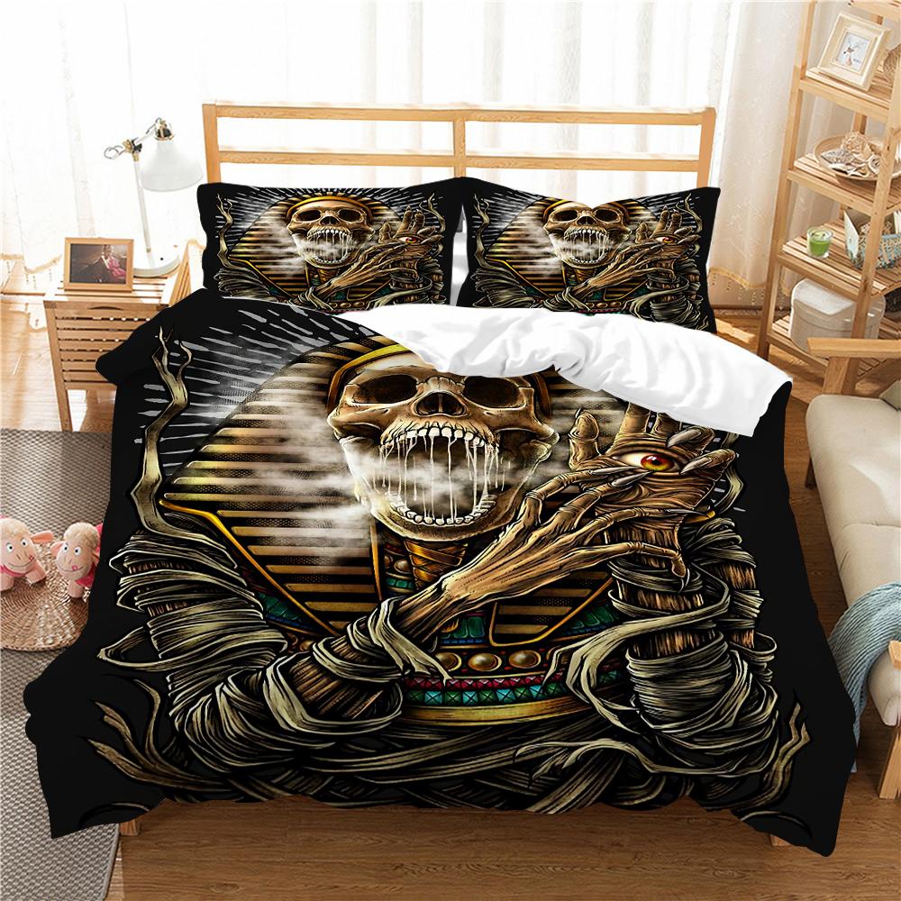 Halloween Home Bedding Set Skull Head Quilt Cover Pillow Case Home Bedding Set AU/EU/US Full Size Single/Double Bed