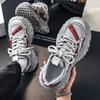 Men's Shoes 2025 Summer New Mesh Breathable Casual Sports Shoes Ins Light Luxury Versatile Thick Sole Heightening Dad Shoes