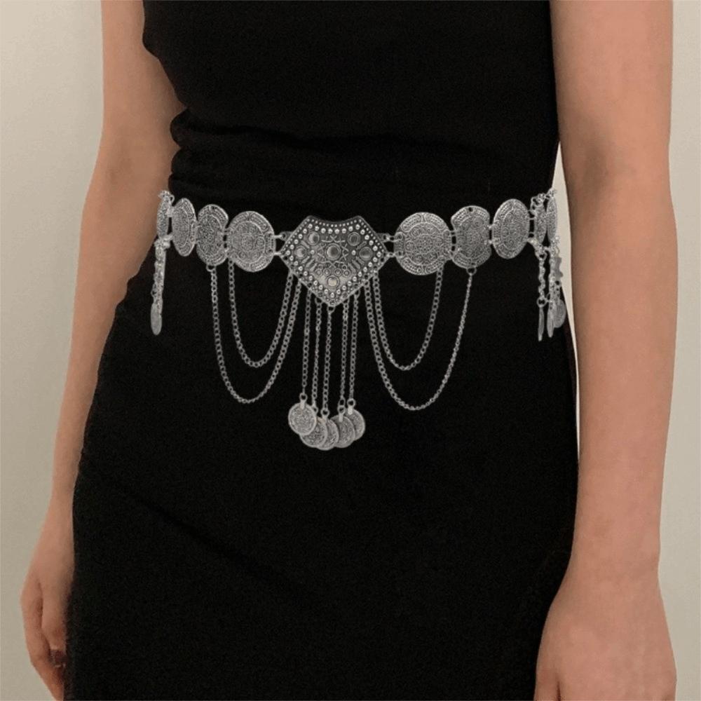 Metal Ethnic Style Belt Pendant Body Chain Versatile Tassel Belly Chain Festive