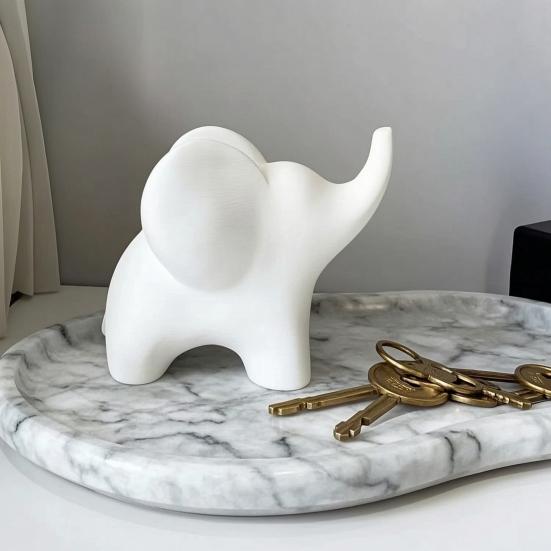 Mini Elephant Figurine, Minimalist 3D Printed Elephant Statue, Good Luck Elephant Collectible Ornament for Modern Home, Office Decor