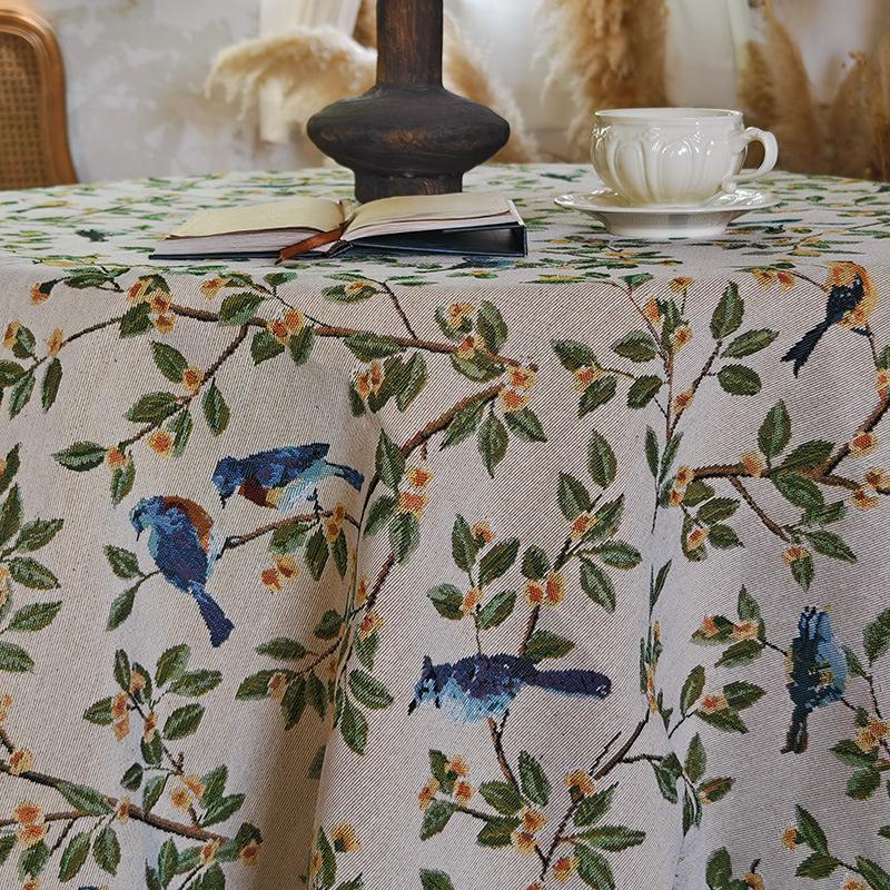 Rural Retro Tablecloth Cotton And Linen Jacquard Fabric Flower And Bird Dining Table Cloth Thickened Coffee Table Cloth Tv Cabinet Cover Towel