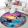 Orca Whales Round Area Rug,Carpet Rug for Living Room Bedroom Sofa Playroom Decor,Non-slip Floor Mat