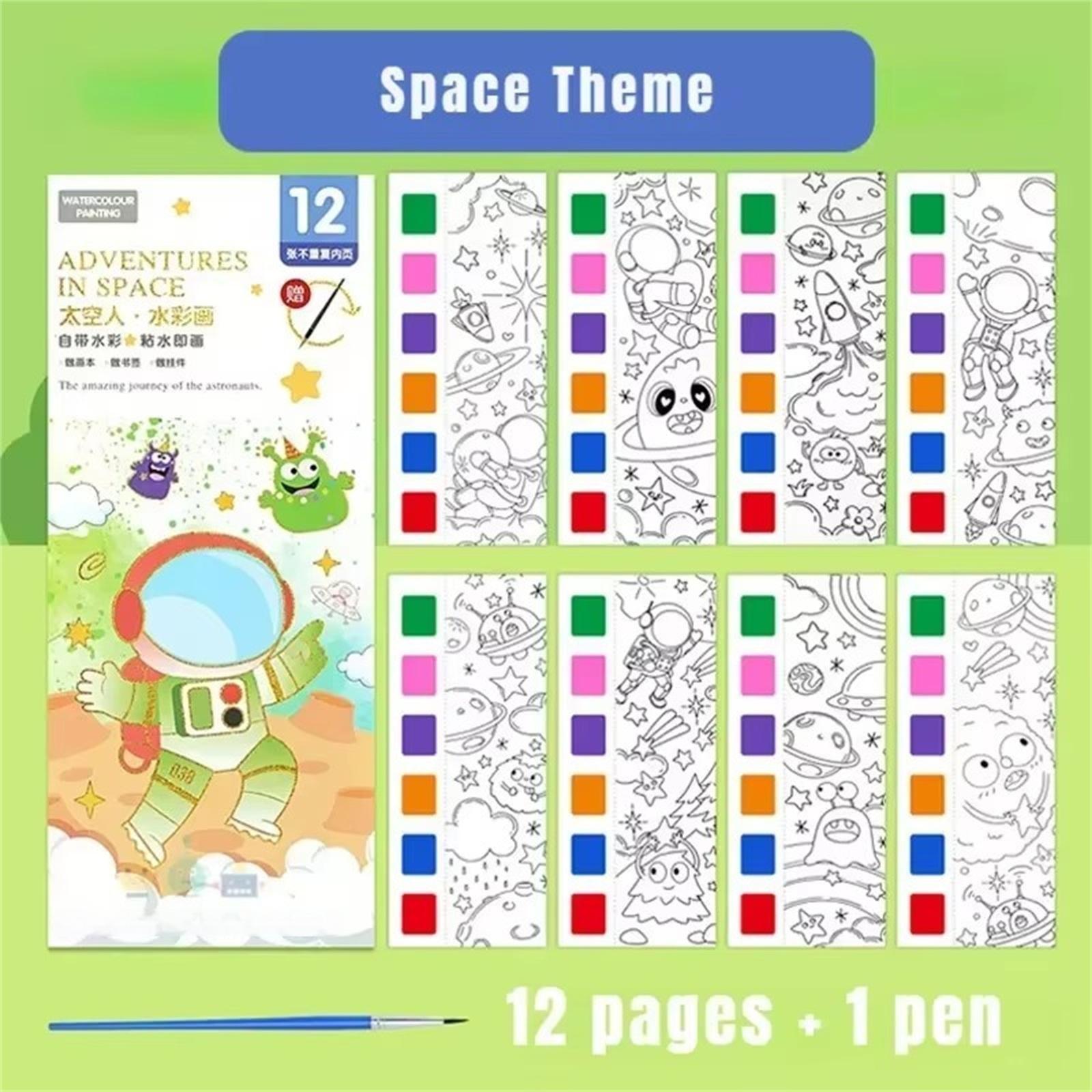 

Детская портативная акварельная книга для рисования, краска с водной кистью, гуашь, раскраска, игрушки для рисования, подарки для детского сада one size зелёный