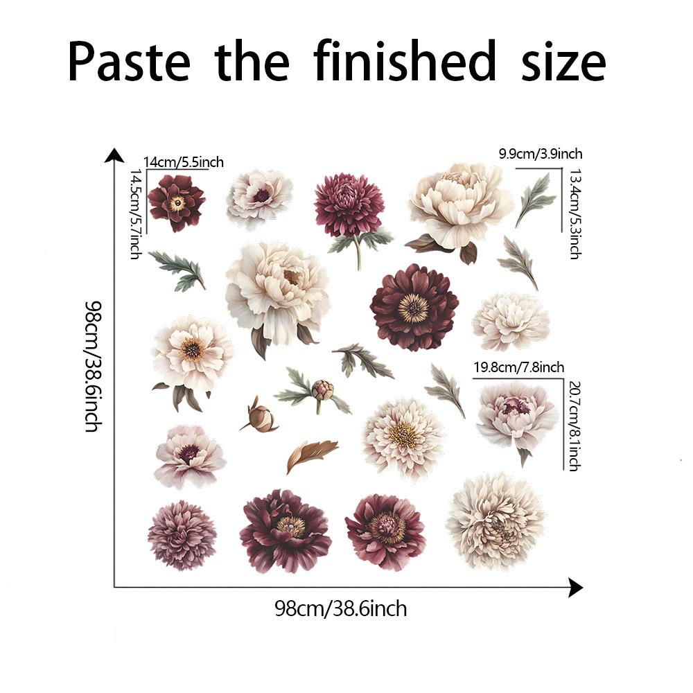 

Нарисованные листья пиона для спальни, гостиной, украшения дома, декоративные наклейки на стену 39*98cm*2pcs/fun-L098