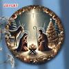 Metal Poster Wall Art Christmas Bethlehem Star Holy Family Home Decor