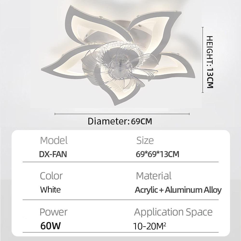2024 Modern Minimalist Acrylic Ceiling Fan with Light, Large Airflow & Variable Frequency for Bedroom & Living Room
