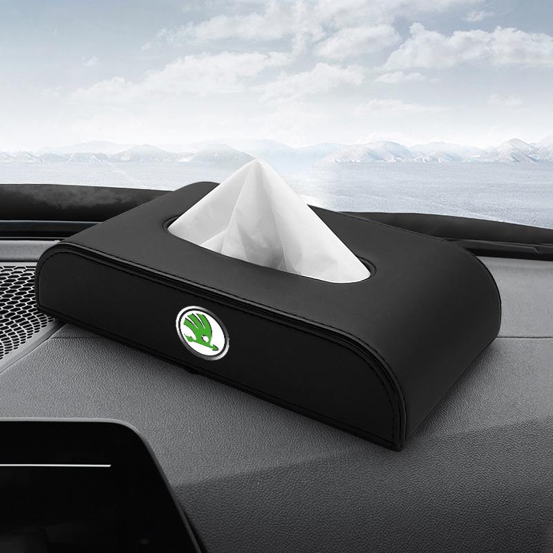 1Pcs Car Tissue Box Holder Armrest Box Storage Case Car Accessories For Skoda Octavia Superb Rapid Kodiaq Karoq Fabia Kamiq Roomster Citigo