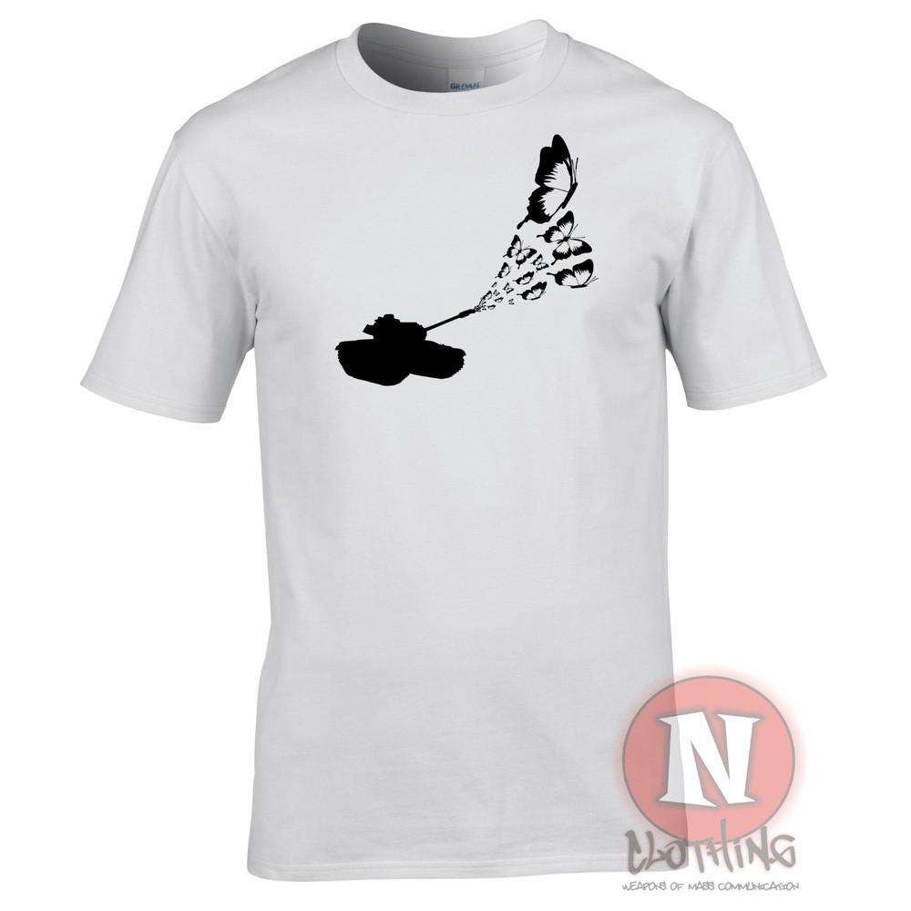 Tank Firing Butterflies TShirt Military Armour World Of War Tanks For Peace S