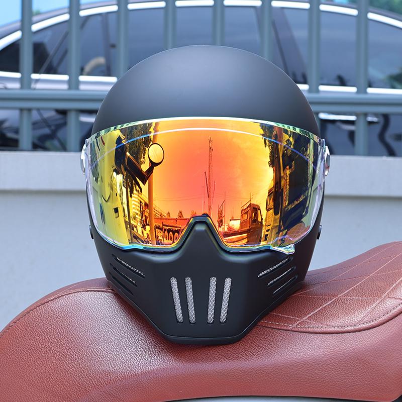 Vintage Full Face Motorcycle Helmet Men Women All Weather DOT Certified ABS Windproof Comfort Liner Motorbike Gear